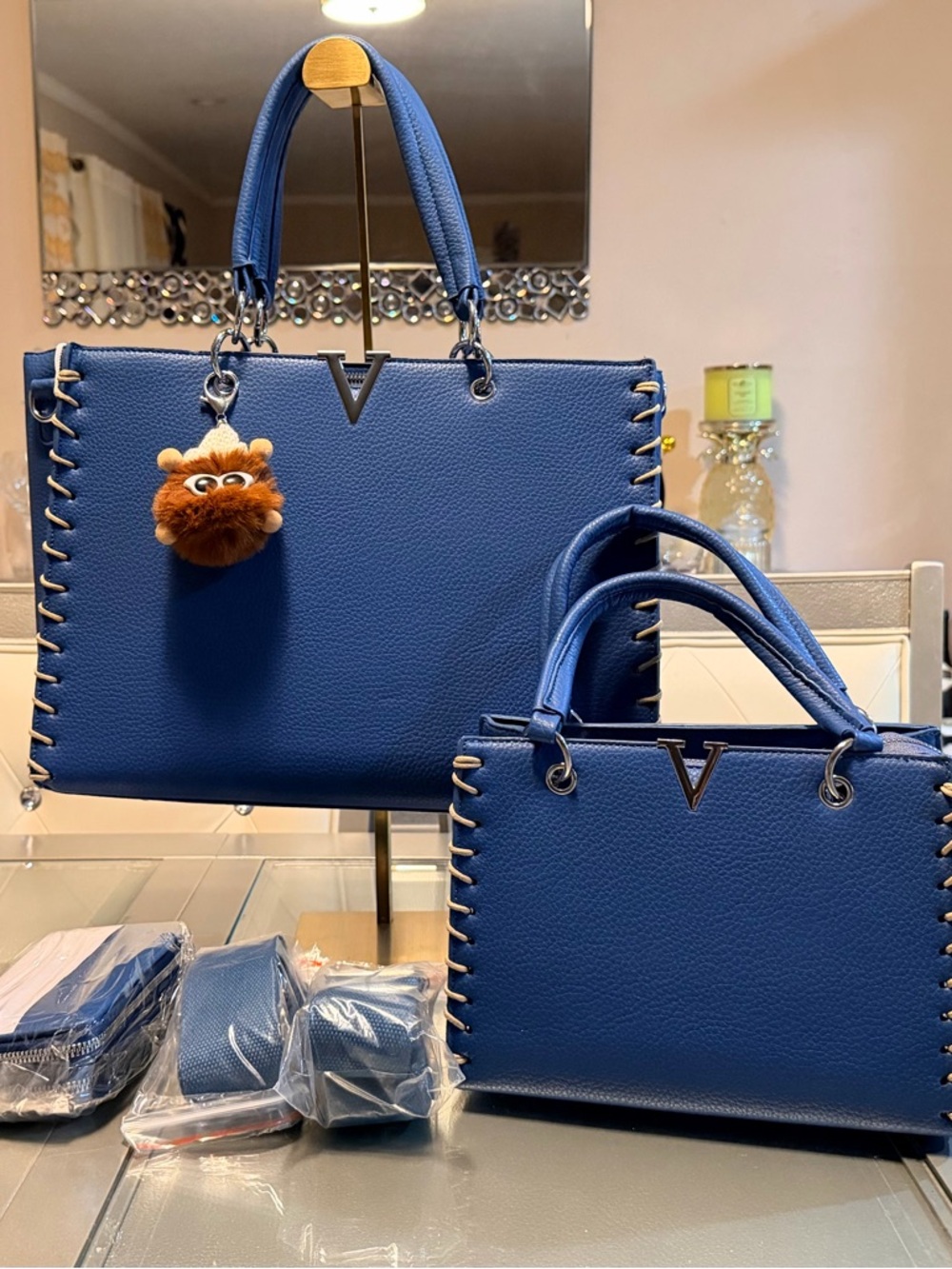 Chic blue tote Bag Set
